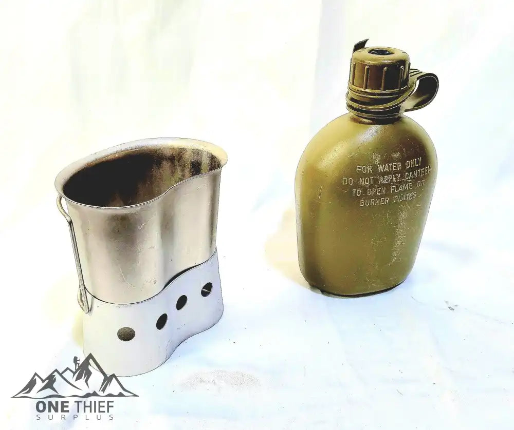 1 Qt Canteen, Cup, & Canteen Cup stove/stand package.