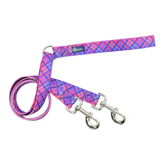 Neon Sunrise Plaid Double Connection Leash – EarthStyle