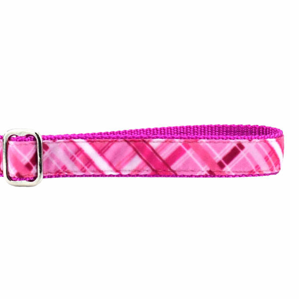 Very Pink Plaid Velvet Dog Leash