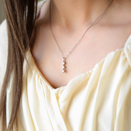 BEACON - Silver or Gold Triple Zircon Necklace