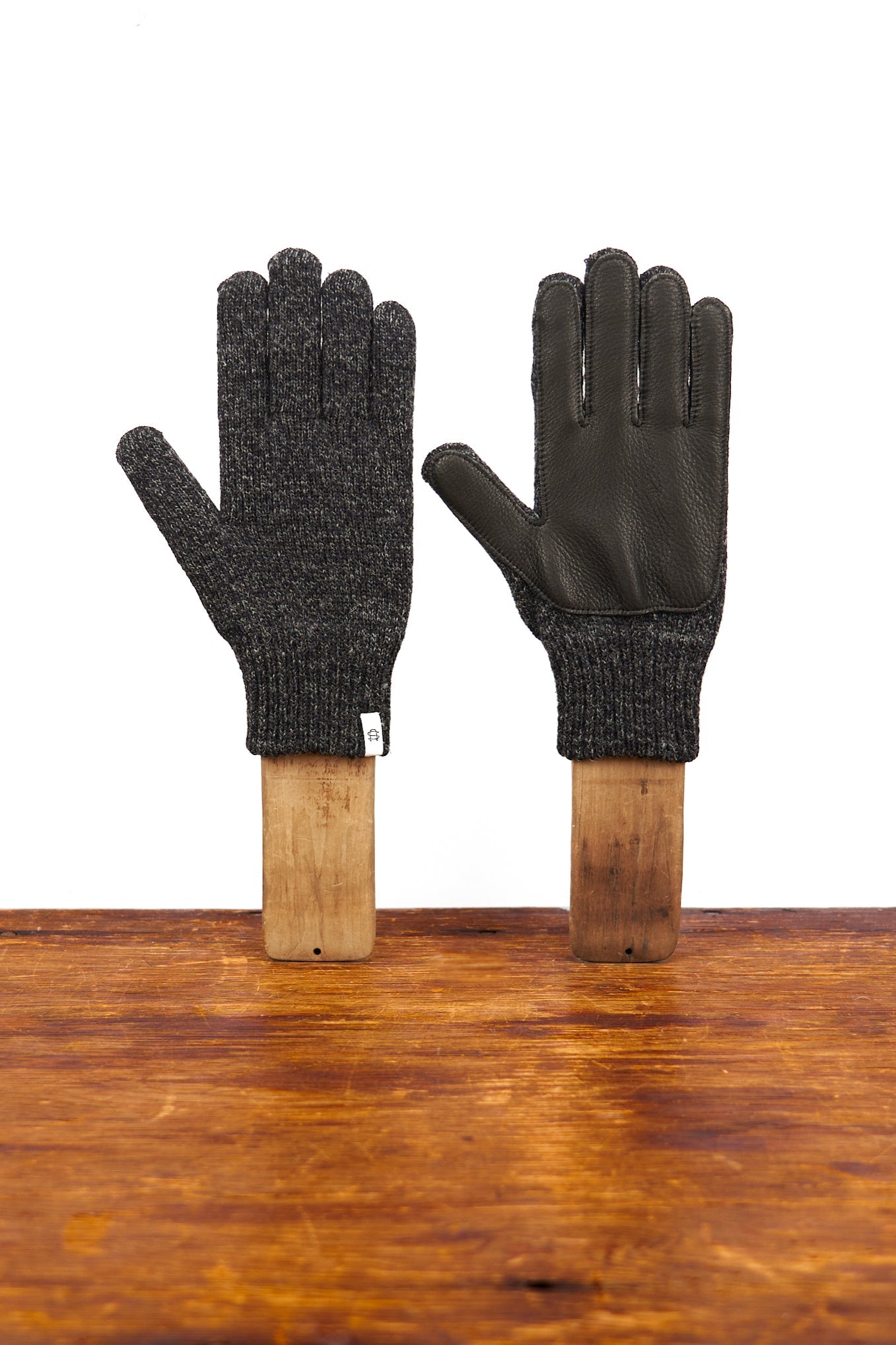 Black Melange with Black Deerskin Full Glove