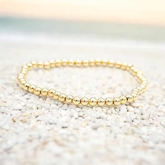 ROYAL CHARM - 18K Gold 4mm Gold Ball Stretch Bracelet