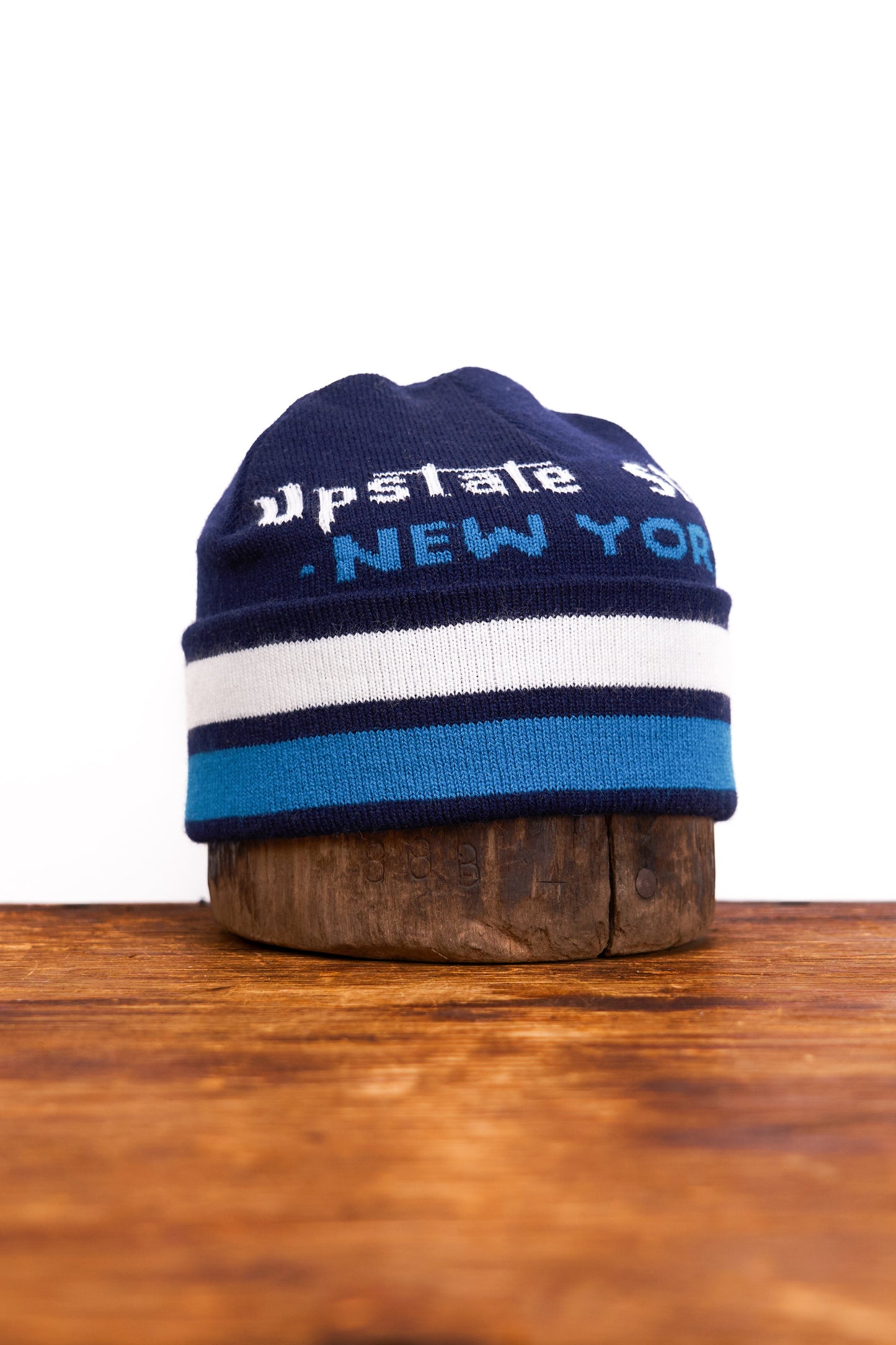 NEW Jacquard Embroidered Beanie - NY BLUE