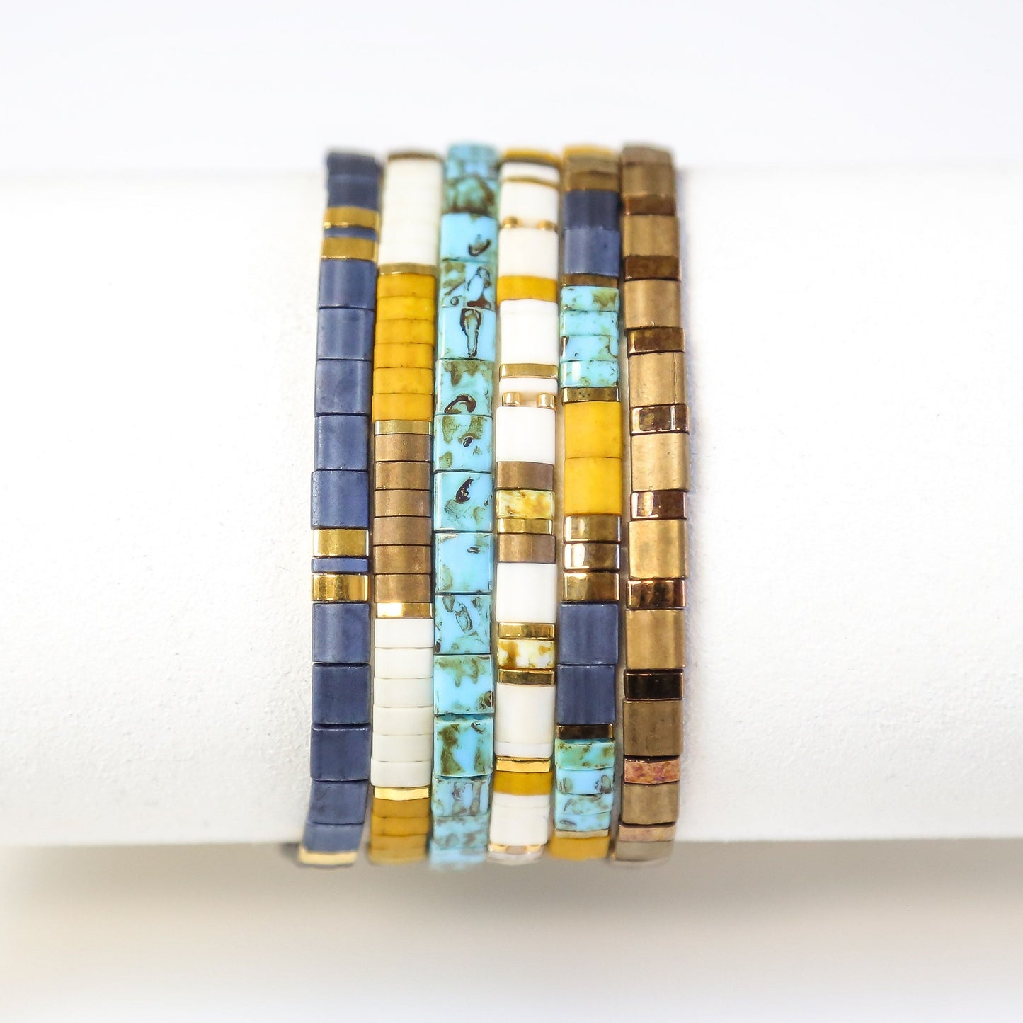 JOURNEY- 6 Tila Bead Bracelet Stack