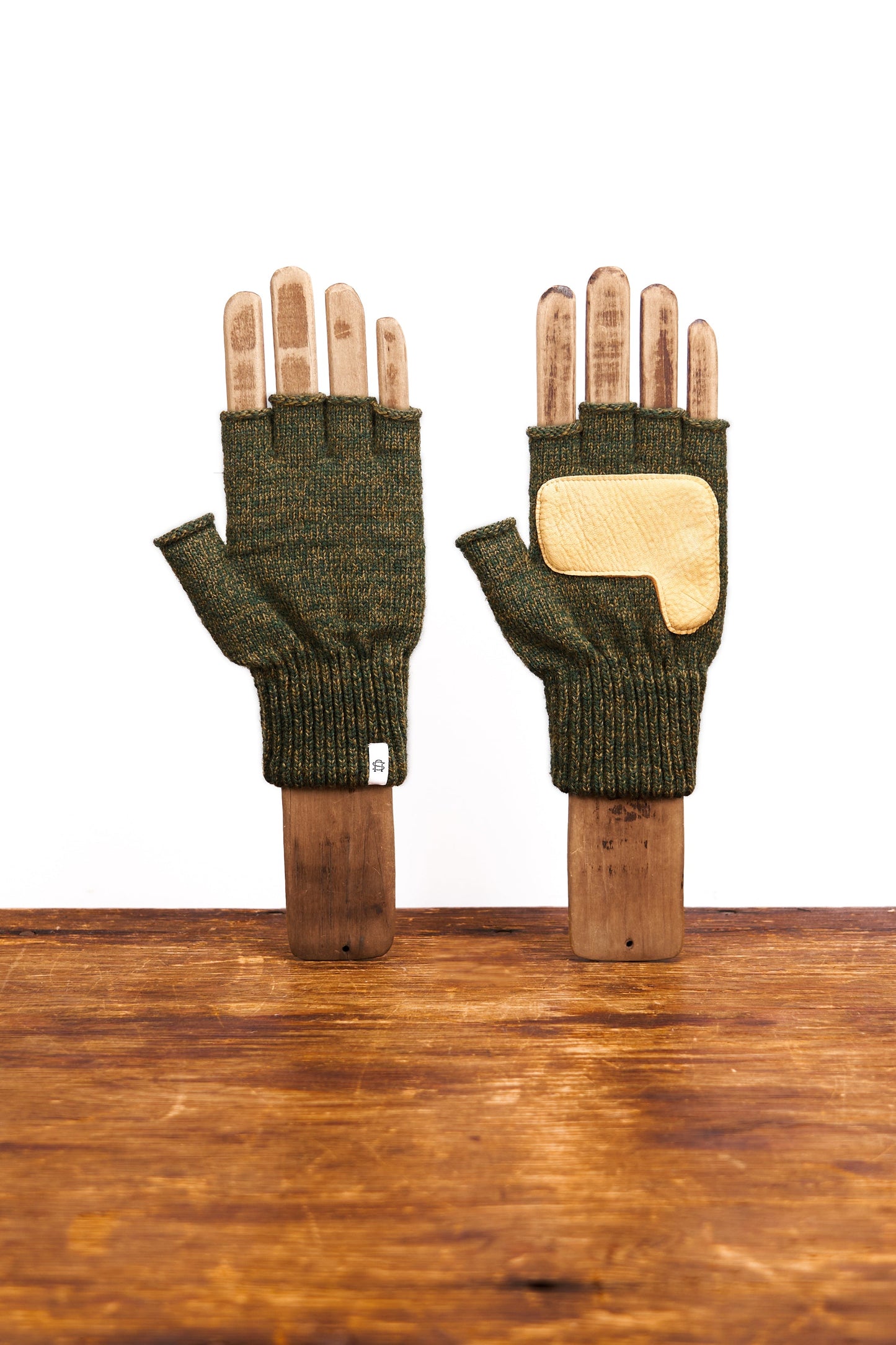 Jungle Melange Fingerless Glove with Natural Deerskin Palm