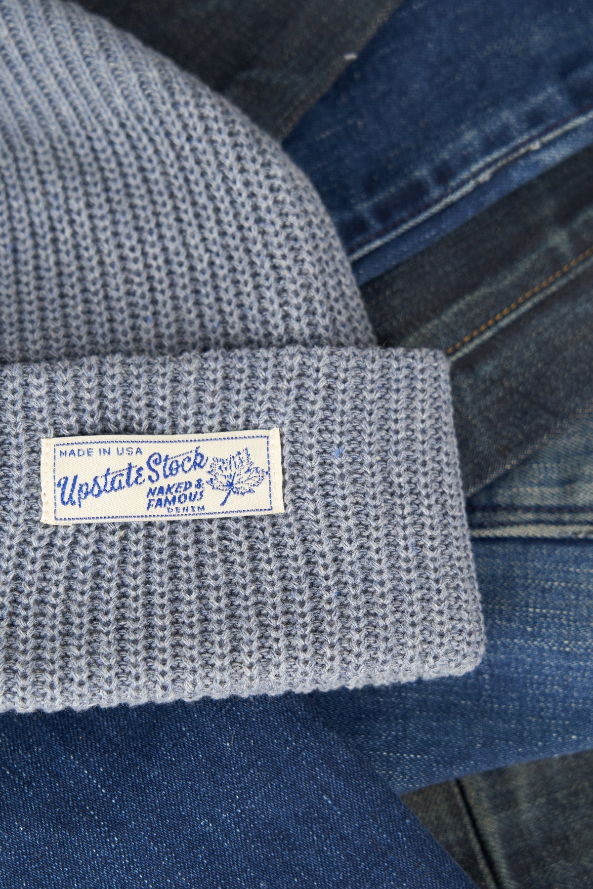 Naked and Famous X Upstate Stock Recycled Denim Watchcap - STONE WASH