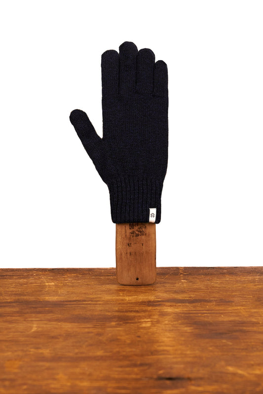 Navy Melange Ragg Wool Full Glove