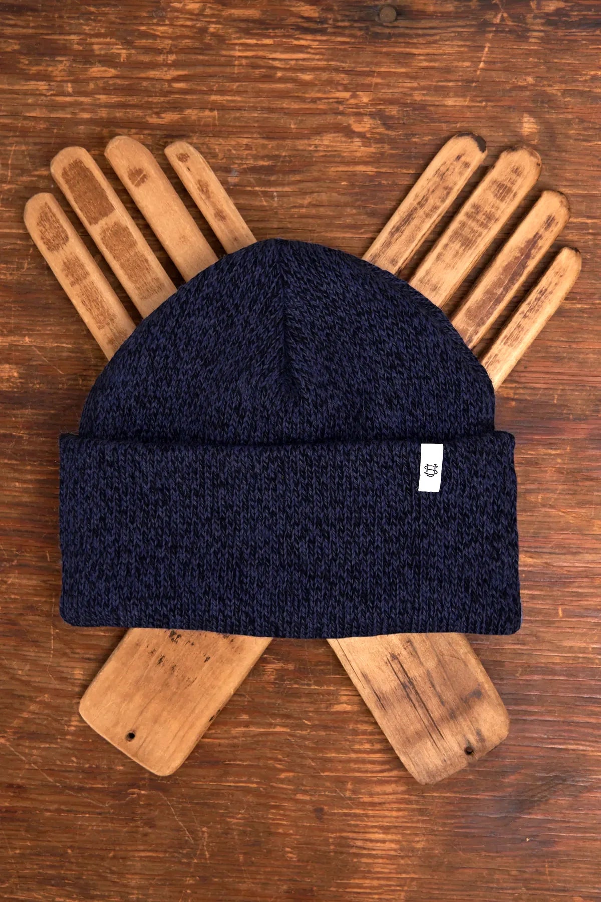 Navy Melange Ragg Wool Beanie