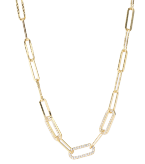 HOLLYWOOD - Zircon Paperclip Necklace in 18K Gold or Silver