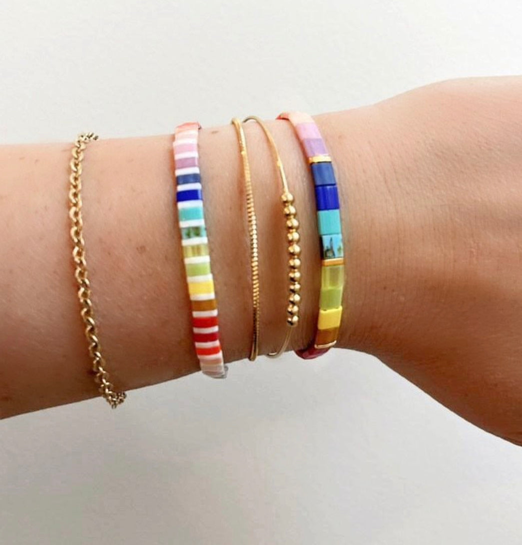 SHOW YOUR COLORS - Stack of 3 Tila Bead Bracelets