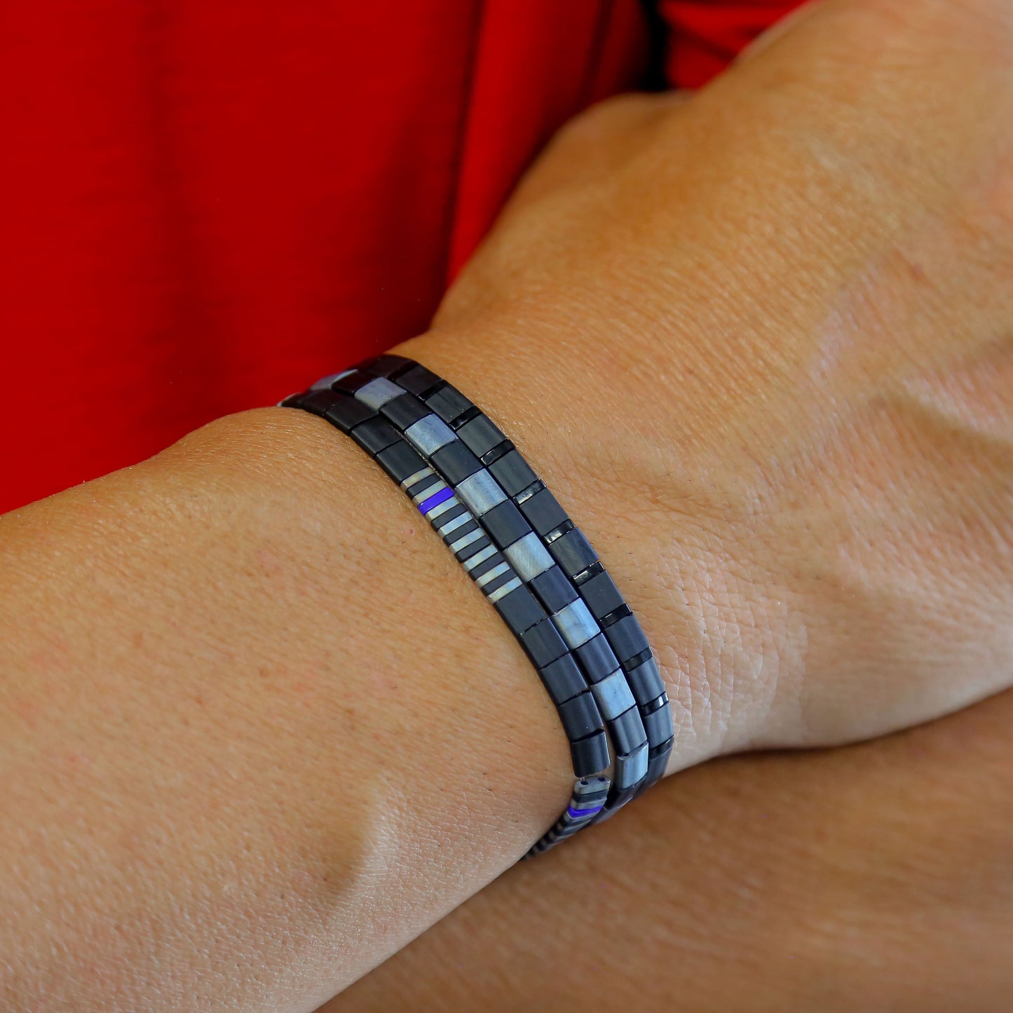 THIN BLUE LINE in Black - POLICE BRACELET