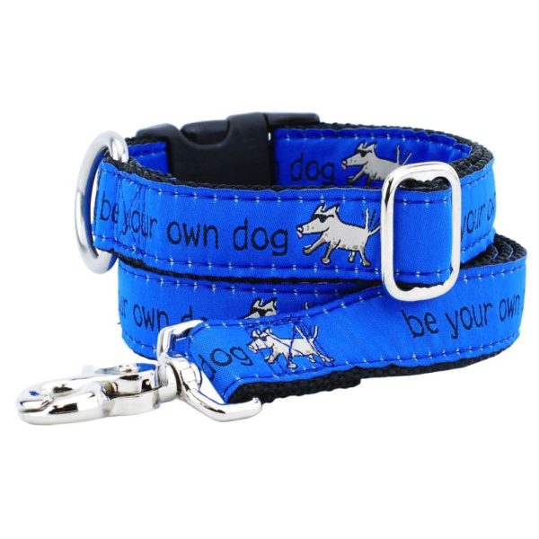 1″ Be Your Own Dog Teddy The Dog – Blue Essential Buckle Martingale Dog Collar