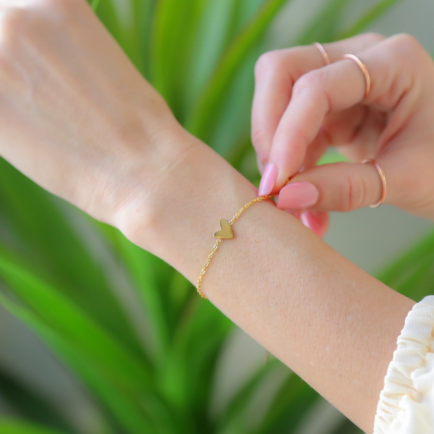 TICKER - 14k Gold Plated Heart Accent Bracelet