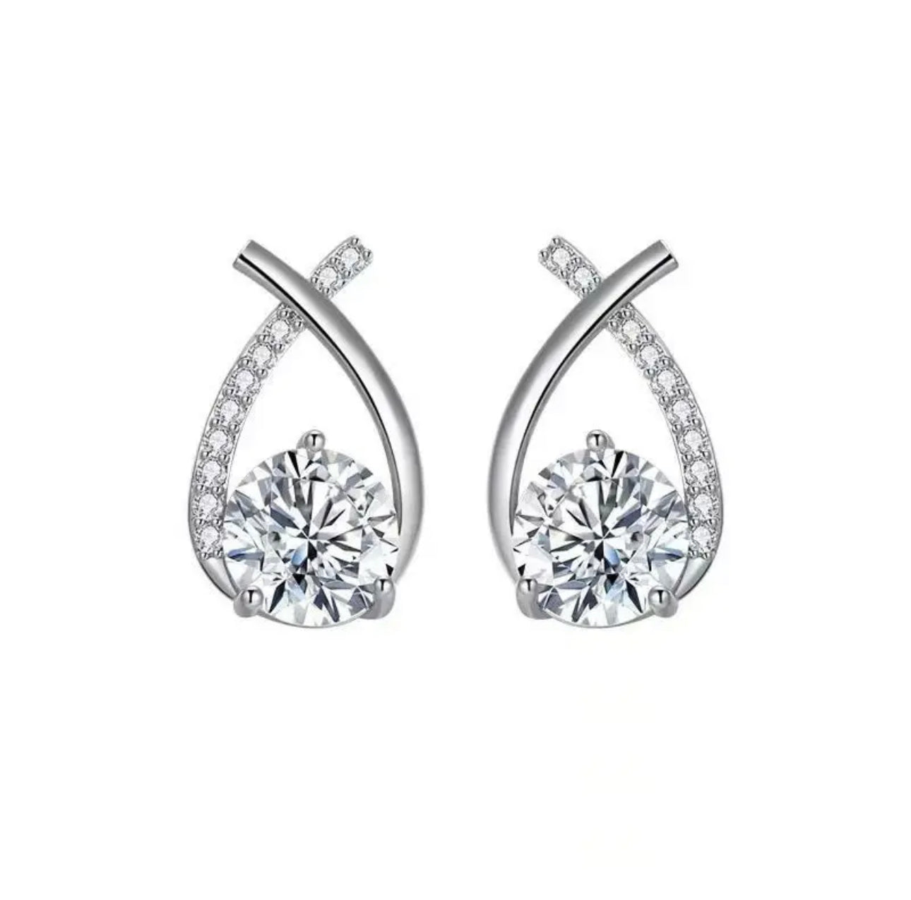 ZARA SILVER - Sterling Silver Zircon Earrings