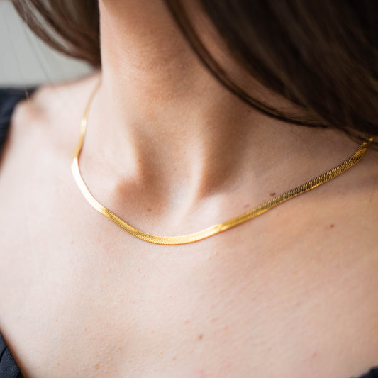 SLEEK - Gold 2mm Herringbone Necklace