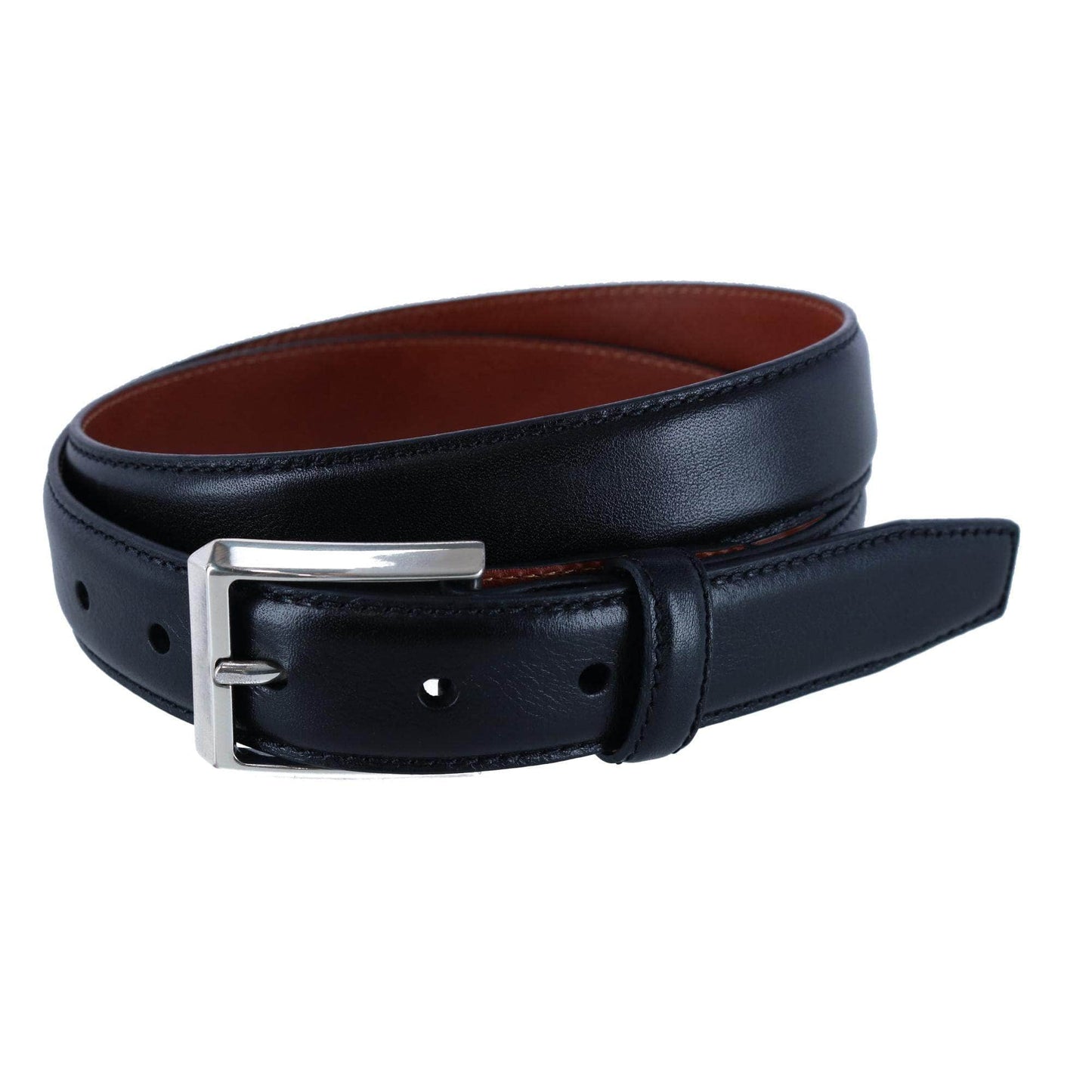 30MM Pebble Grain Leather Belt with Silver Buckle