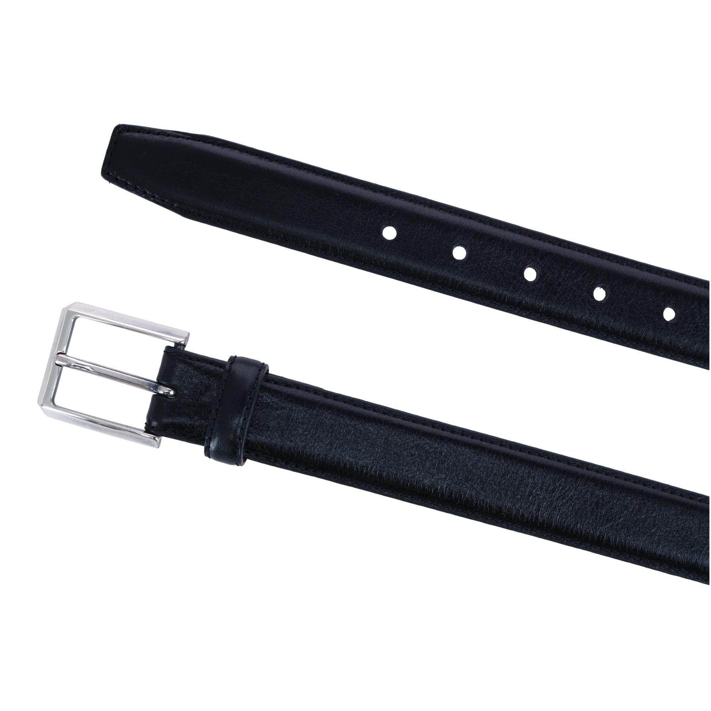 30MM Pebble Grain Leather Belt with Silver Buckle