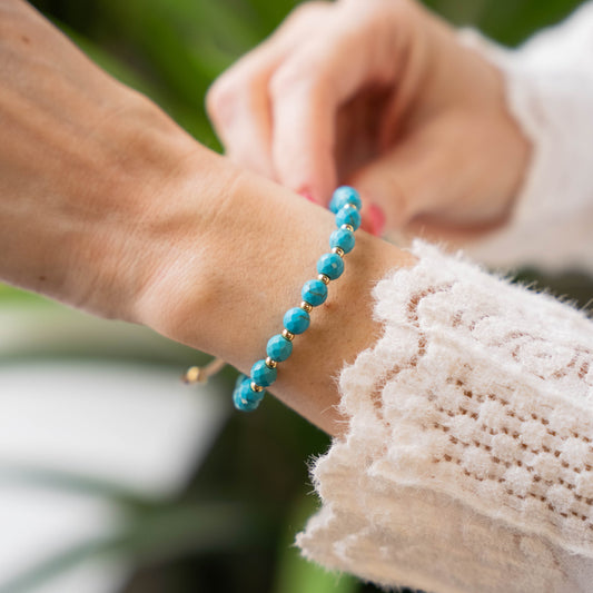 TURQUOISE GOLD - 18K Beaded Accent Bracelet